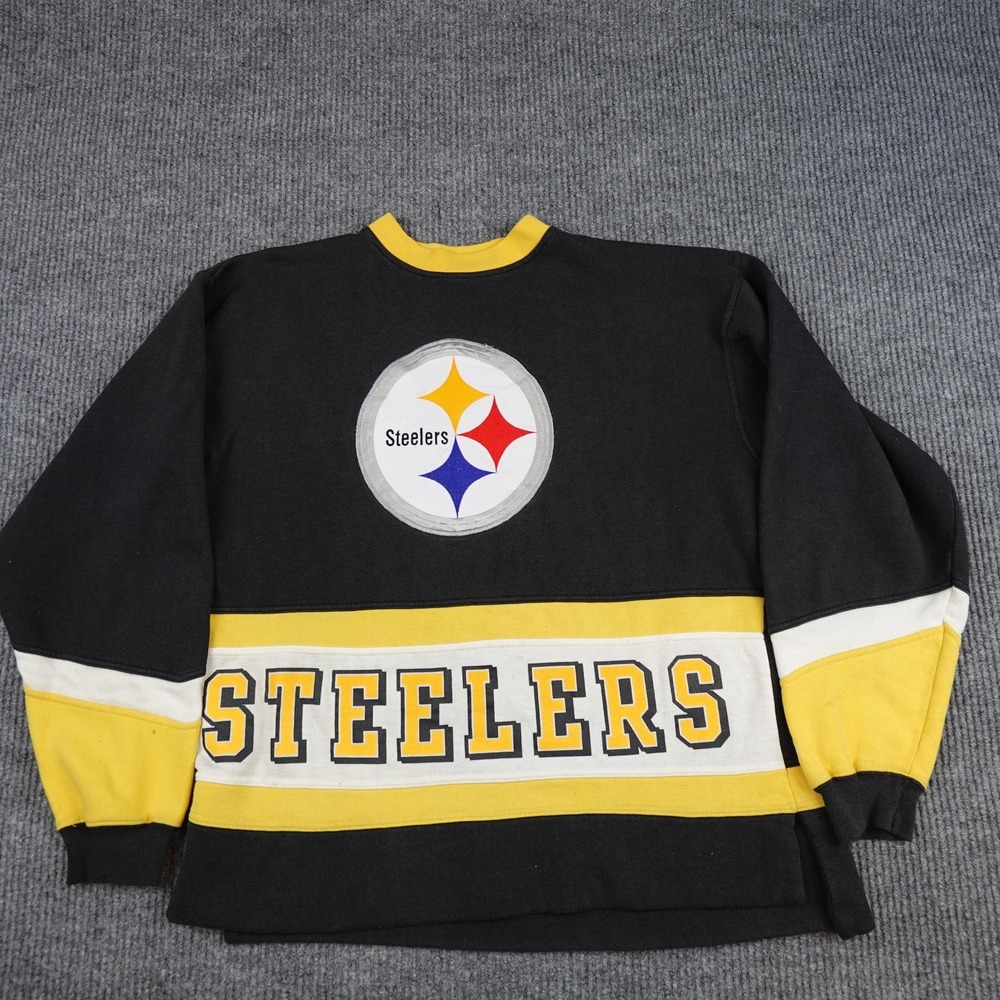 Vintage Pittsburgh Steelers Sweatshirt Mens Large Black NFL Pro Player Crewneck